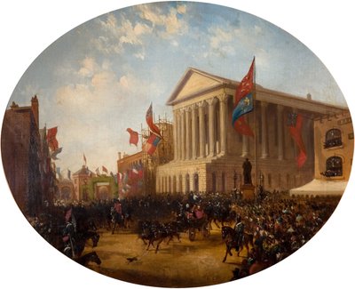 Cambridge Dükü Belediye Binasından Ayrılırken, Birmingham, 1857. by Samuel Lines