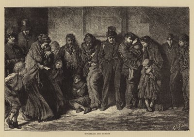 evsiz ve aç by Samuel Luke Fildes