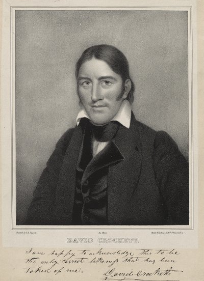 David Crockett, 1835 dolayları (chine colle üzerine litografi) by Samuel Osgood