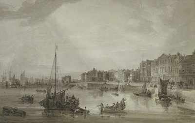 Margate Harbour, 1806 (grafit üzerinde kahverengi yıkama) by Samuel Owen