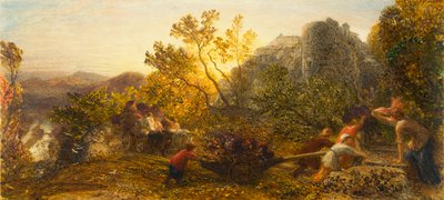 Hasat in the Vineyard, 1859 (kağıt üzerinde wc, guaş ve arap zamkı) by Samuel Palmer