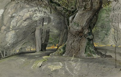 Meşe ağacı ve kayın, Lullingstone Parkı by Samuel Palmer