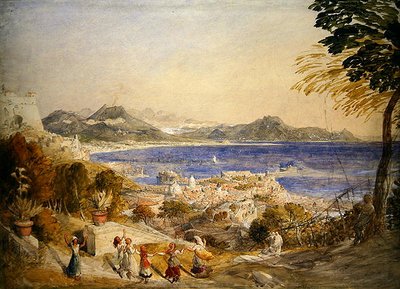 Napoli Körfezi (kağıt üzerine sulu boya) by Samuel Palmer