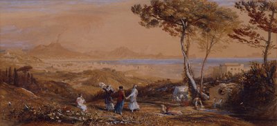 Napoli Körfezi (kağıt üzerine sulu boya) by Samuel Palmer