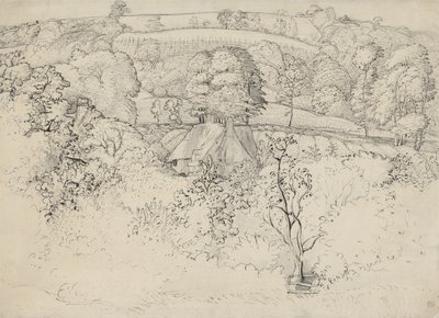 The Primitive Cottage, Shoreham (kalem, mürekkep ve kağıt üzerinde yıkama) by Samuel Palmer