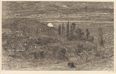 Yükselen Ay veya Bir İngiliz Pastoral by Samuel Palmer