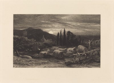 Yükselen Ay veya Bir İngiliz Pastoral by Samuel Palmer