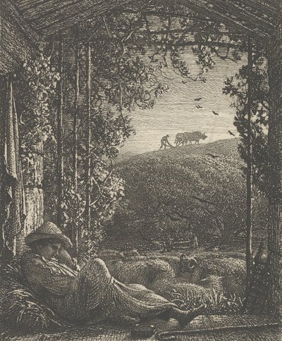 Uyuyan Çoban, Sabah Erken, 1857. by Samuel Palmer