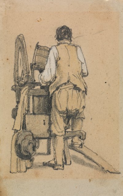 Bir Makineyi Çalıştırırken Arkadan Görülen Bir İşçi by Samuel Prout