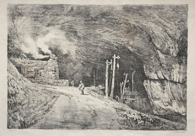 İngiltere'nin Kuzeyinde Bir Dizi Eski Bina ve Kır Evleri: Peak Cavern by Samuel Prout