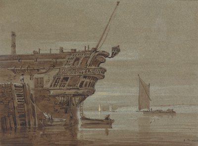 Demirli Bir Doğu Hintli, Yanında Küçük Tekneler, Daha Uzakta Diğer Tekneler by Samuel Prout