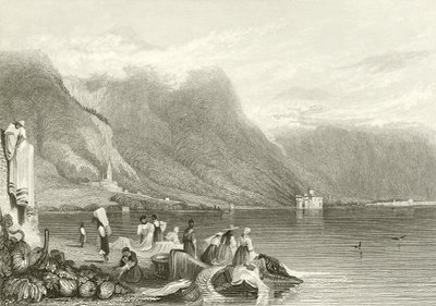 Chillon Kalesi, Cenevre Gölü, İsviçre by Samuel Prout