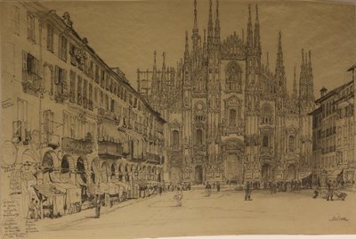 Katedral, Milano, tarih bilinmiyor (kağıt üzerine suluboya) by Samuel Prout