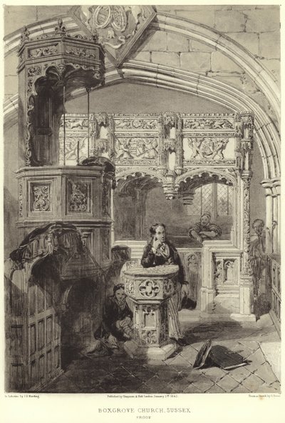 St Mary ve St Blaise kilisesinin içi by Samuel Prout