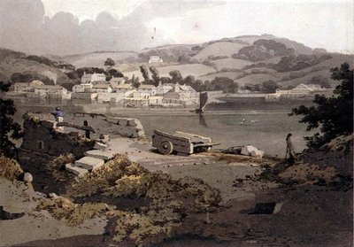 Nehir ve köy ile manzara by Samuel Prout