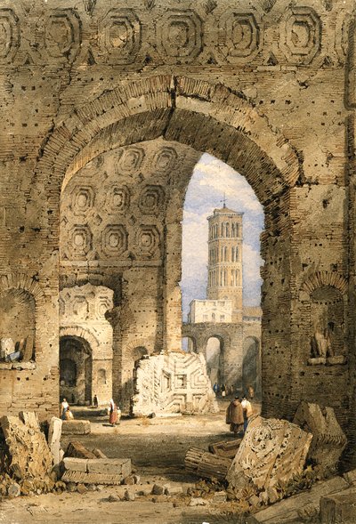 Barış Tapınağı, Roma Forumu (kirli beyaz kağıt üzerine suluboya ve guaj) by Samuel Prout