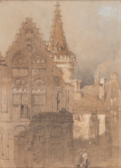 Altın Post, Bruges, tarihi bilinmiyor (kağıt üzerine suluboya) by Samuel Prout