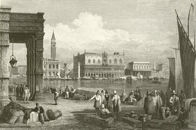 Büyük Kanal ve Doge Sarayı, Venedik by Samuel Prout