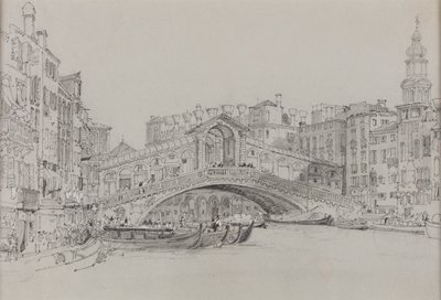 Rialto, Venedik, tarih bilinmiyor (kağıt üzerine suluboya) by Samuel Prout