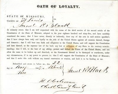 Louis County, Missouri'den Samuel R. Black'in sadakat yemini by Samuel R. Black