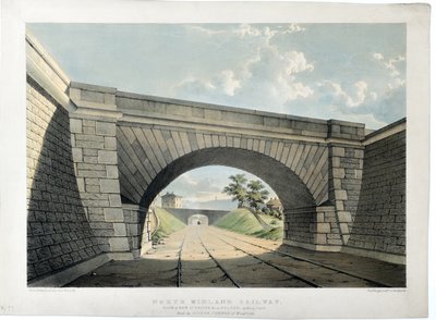 Kuzey Midland Demiryolu. Belper'deki New Street Bridge vb. görünümü, güneye bakış, 1840 dolayları (kağıt üzerine elle boyanmış taşbaskı) by Samuel Russell