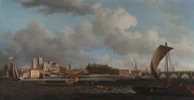Hırdavatçılar Şirketi'nin Tören Mavnası ile Lambeth'ten Westminster by Samuel Scott