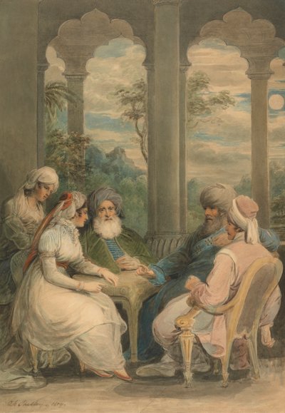 Prens Rasselas ve Kız Kardeşi Nil Nehri Kıyısındaki Yazlık Saraylarında Sohbet Ediyor by Samuel Shelley