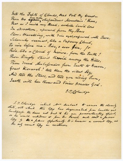 Vale of Chamouny'de Gün Doğumundan Önce İlahi, ilk kez 1802'de basılmıştır. by Samuel Taylor Coleridge