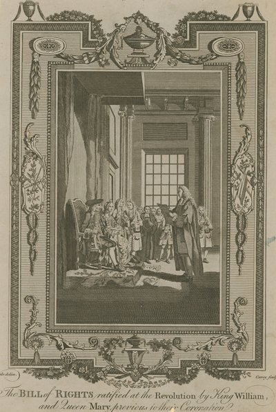 Haklar Bildirgesi Devrimde Kral William ve Kraliçe Mary tarafından onaylandı by Samuel Wale
