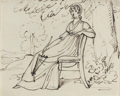 Şemsiyeyle Oturan Bayan by Samuel Woodforde