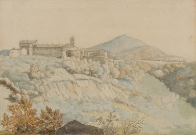 Grotta Ferrata Manastırı, antik Tusculum, İtalya, c.1805 (kağıt üzerinde kalem ve tuvalet) by Samuel Woodforde