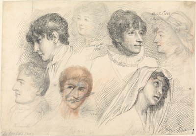 Cowslip rolünde Mary Wells, Hermione rolünde John Kemble, Edmund Kean ve Sarah Siddons dahil Aktörlerin Portre Çalışmaları by Samuel de Wilde