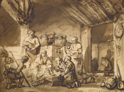 Çobanların Tapınması, c.1646 (kağıt üzerinde kalem ve fırça ve kurşun kalem) by Samuel van Hoogstraten