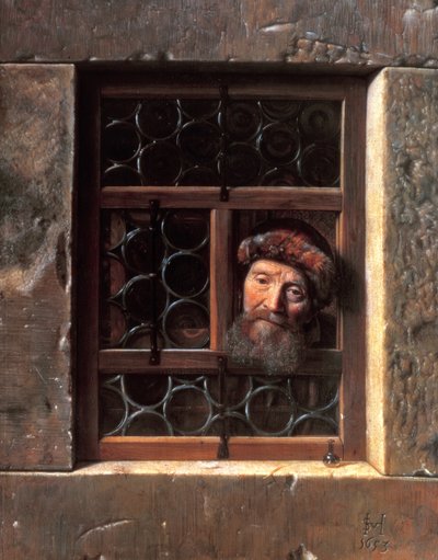 Penceredeki Adam, 1653 by Samuel van Hoogstraten