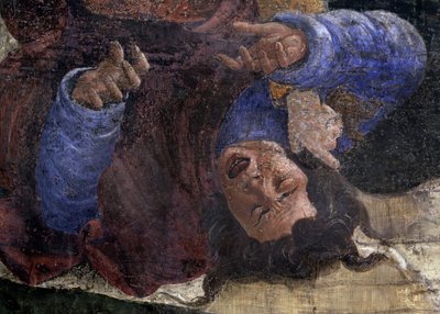 Musa'nın hayat hikayesi. Detay: Mısırlı Musa'nın kılıcı altında. Alessandro di Mariano dei Filipepi'nin Sandro Botticelli (1445-1510) olarak bilinen tablosu. Fresk by Sandro Botticelli