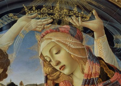 Magnificat'ın Madonna'sı, Bakire'nin yüzünün ve tacının detayı by Sandro Botticelli