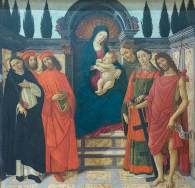 Azizlerle Madonna ve Çocuk, 1497 dolayları (tuval üzerine yağlıboya) by Sandro (and workshop) Botticelli