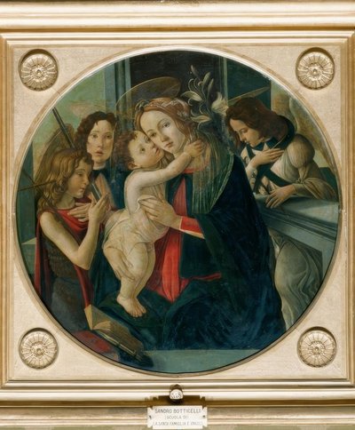 Meryem, çocuk, çocuk John ve iki melek by Sandro Botticelli