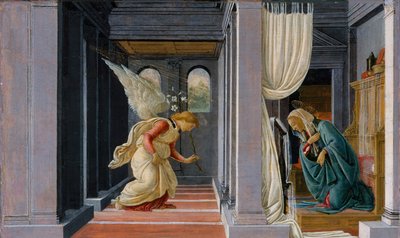 Müjde, c.1485 (ahşap üzerine tempera ve altın) by Sandro Botticelli