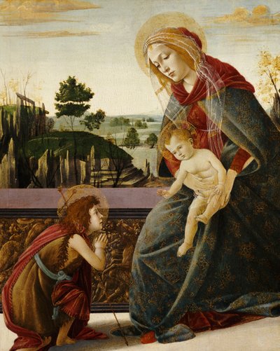 Bir Manzarada Genç Vaftizci Yahya ile Madonna ve Çocuk by Sandro Botticelli