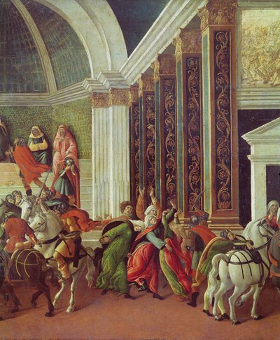 Virginia Öyküsü sağdaki ayrıntı: babası Virginius tarafından öldürüldü, panelde 1500-04 mizaç by Sandro Botticelli