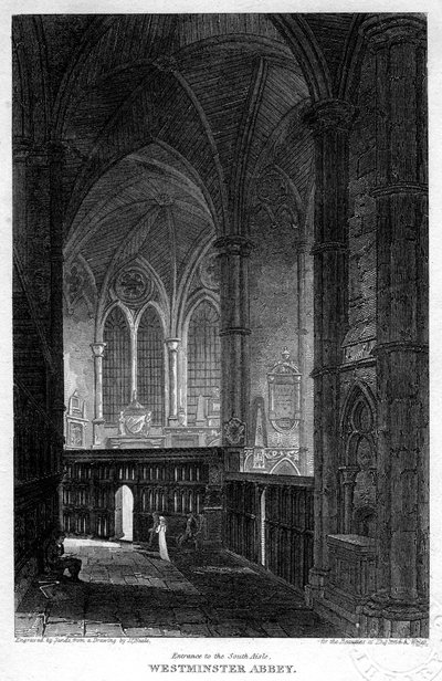 Güney koridora giriş, Westminster Abbey, Londra, 1816. by Sands