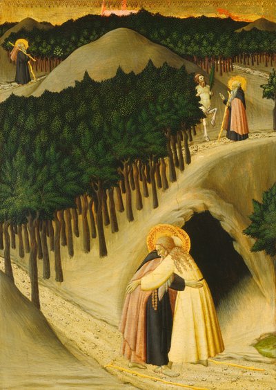Aziz Anthony ve Aziz Paul Buluşması, c. 14301435 by Sano di Pietro