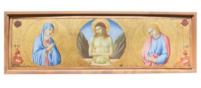 Meryem Ana ve İncil yazarı Aziz Yuhanna arasında acıların adamı olarak Mesih by Sano di also Ansano di Pietro di Mencio Pietro