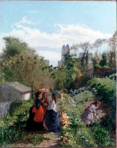 Bahçedeki hanımlar (tuval üzerine yağlı boya by Sante Bertelli