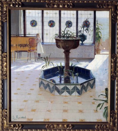 Verendanın altındaki çeşme Tablo Santiago Rusinol y (i) Prats (1861-1931) 1894 Özel koleksiyon by Santiago Rusinol i Prats