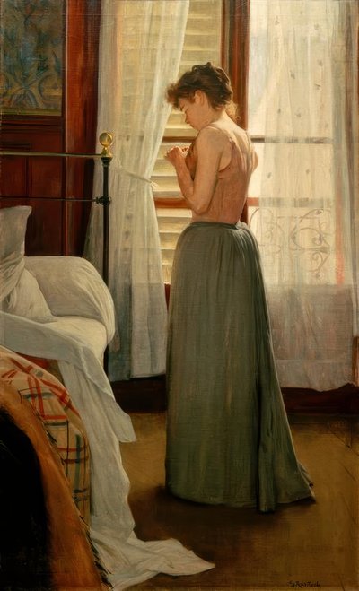 karısı ile iç by Santiago Rusiñol
