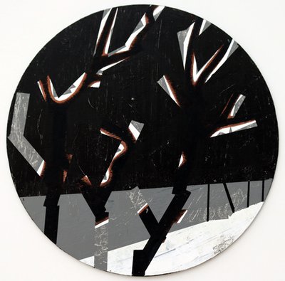 Twixt Heaven and Earth I-N (dairesel tahta üzerinde akrilik) by Sara Hayward