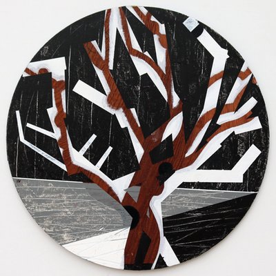 Twixt Heaven & Earth IV-B (dairesel tahta üzerinde akrilik) by Sara Hayward