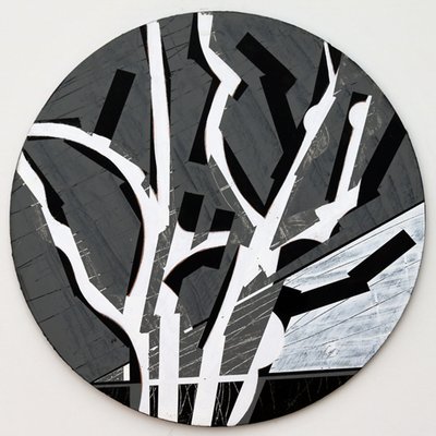 Twixt Heaven & Earth VII-B (dairesel tahta üzerinde akrilik) by Sara Hayward
